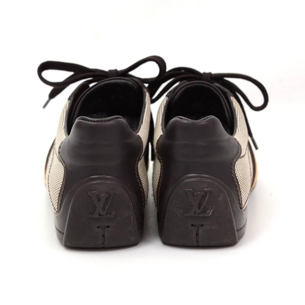 Black Louis Vuitton Dark Brown Leather x Canvas Sneakers Made in Italy Size 341/2 For Sale