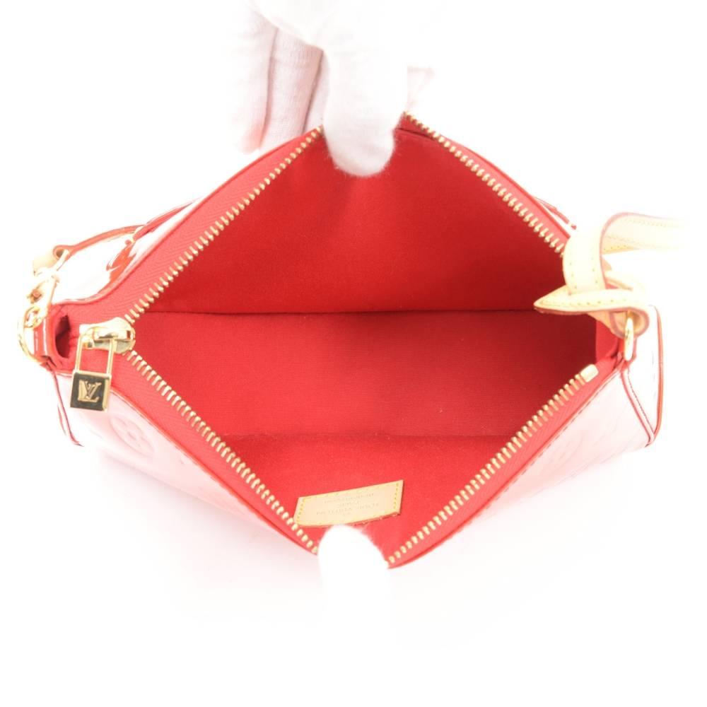 Louis Vuitton Mallory Square Rouge Red Vernis Leather Pochette Accessories Bag  6