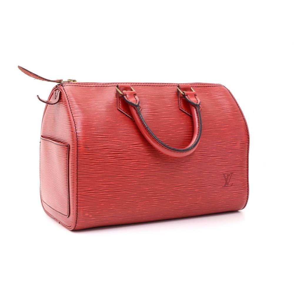 Orange Vintage Louis Vuitton Speedy 25 Red Epi Leather City Hand Bag