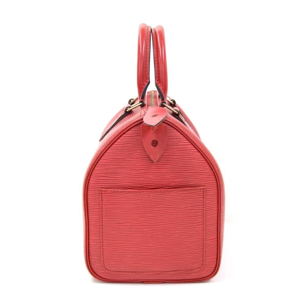 Women's Louis Vuitton Speedy 25 Red Epi Leather City Hand Bag
