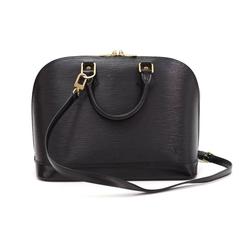 Retro Louis Vuitton Alma Black Epi Leather Hand Bag +Strap