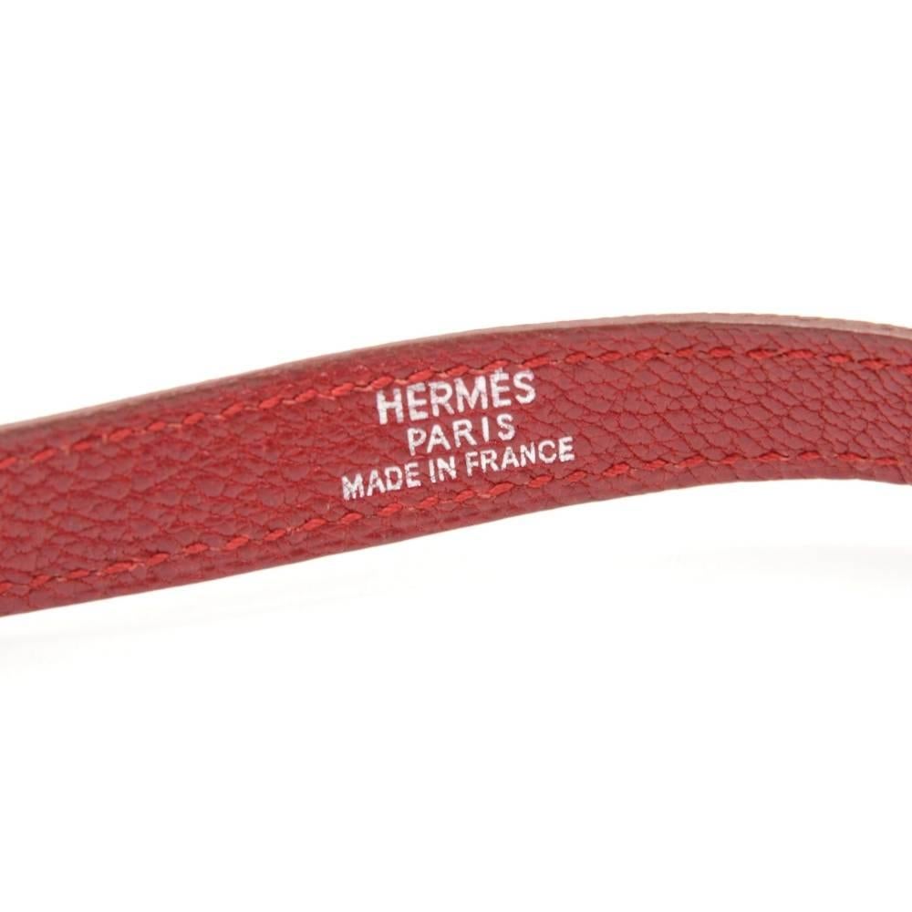 Hermes Kelly Burgundy Leather x Silver Tone Bracelet 2