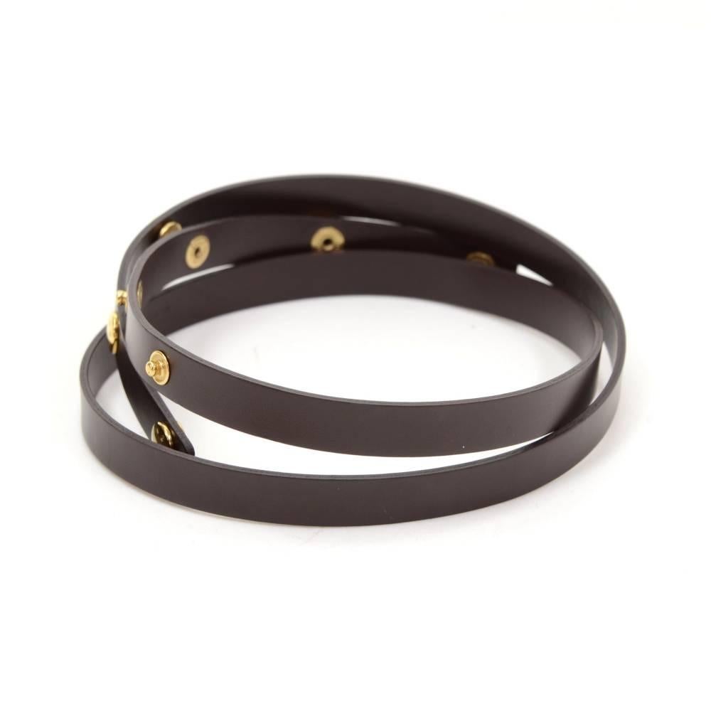Black Louis Vuitton Ceinture Bouton Pression Chocolate Leather Waist Belt For Pochette