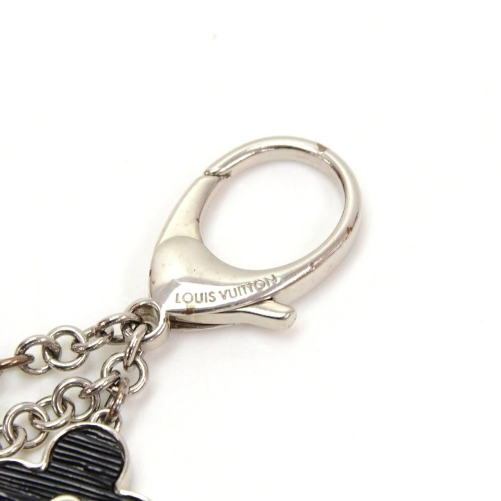 Women's Louis Vuitton Fleur d'Epi Black x Silver Tone Key Chain / Bag Charm