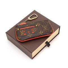 Louis Vuitton Perforated Pochette Cles Monogram Canvas Orange Leather Coin Case