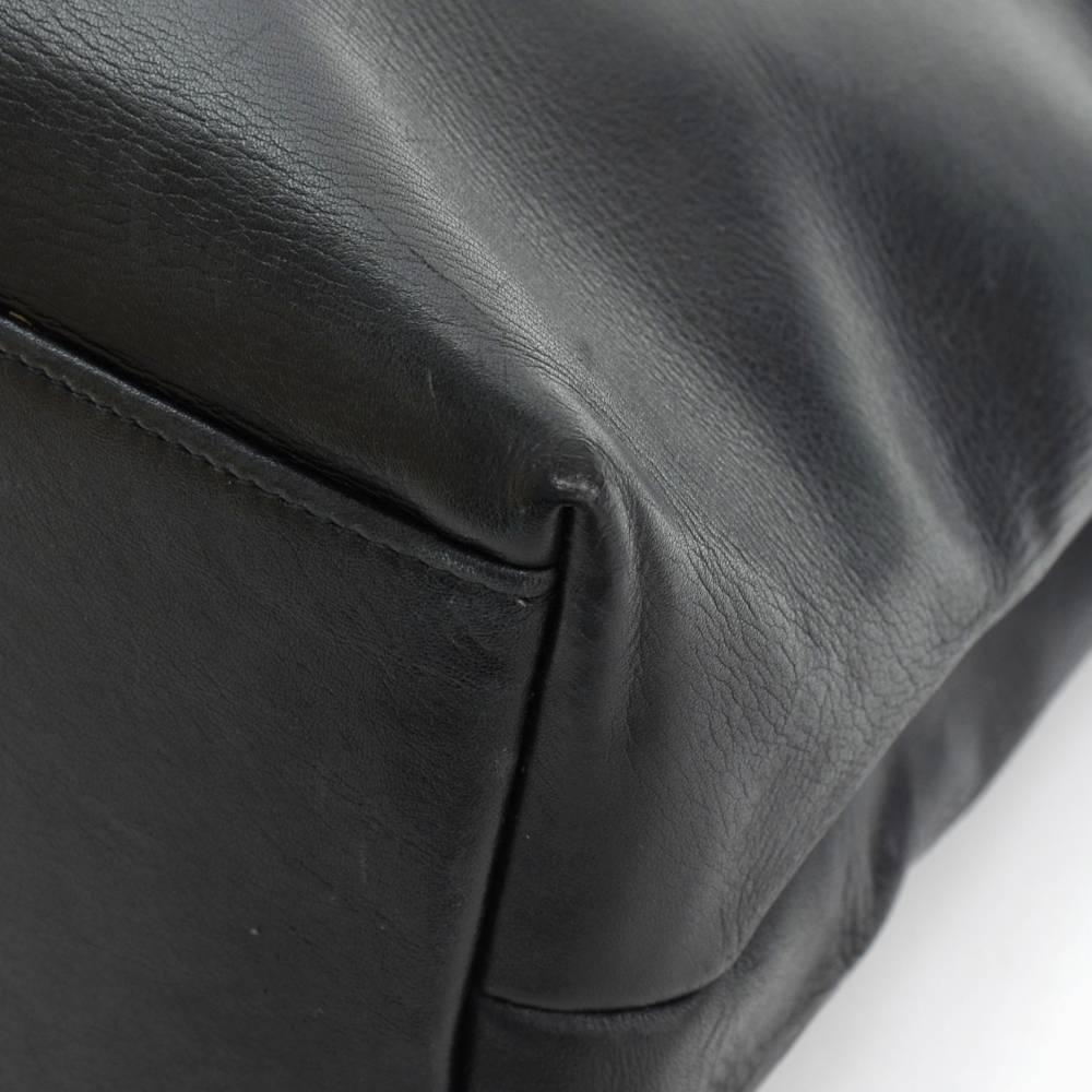 Vintage Chanel Black Lambskin Leather Large Tote Bag 4
