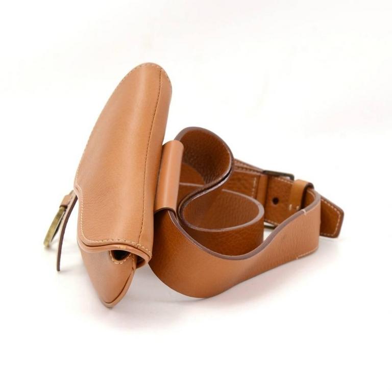 Christian Dior Brown Leather Saddle Pochette Waist Bag at 1stDibs