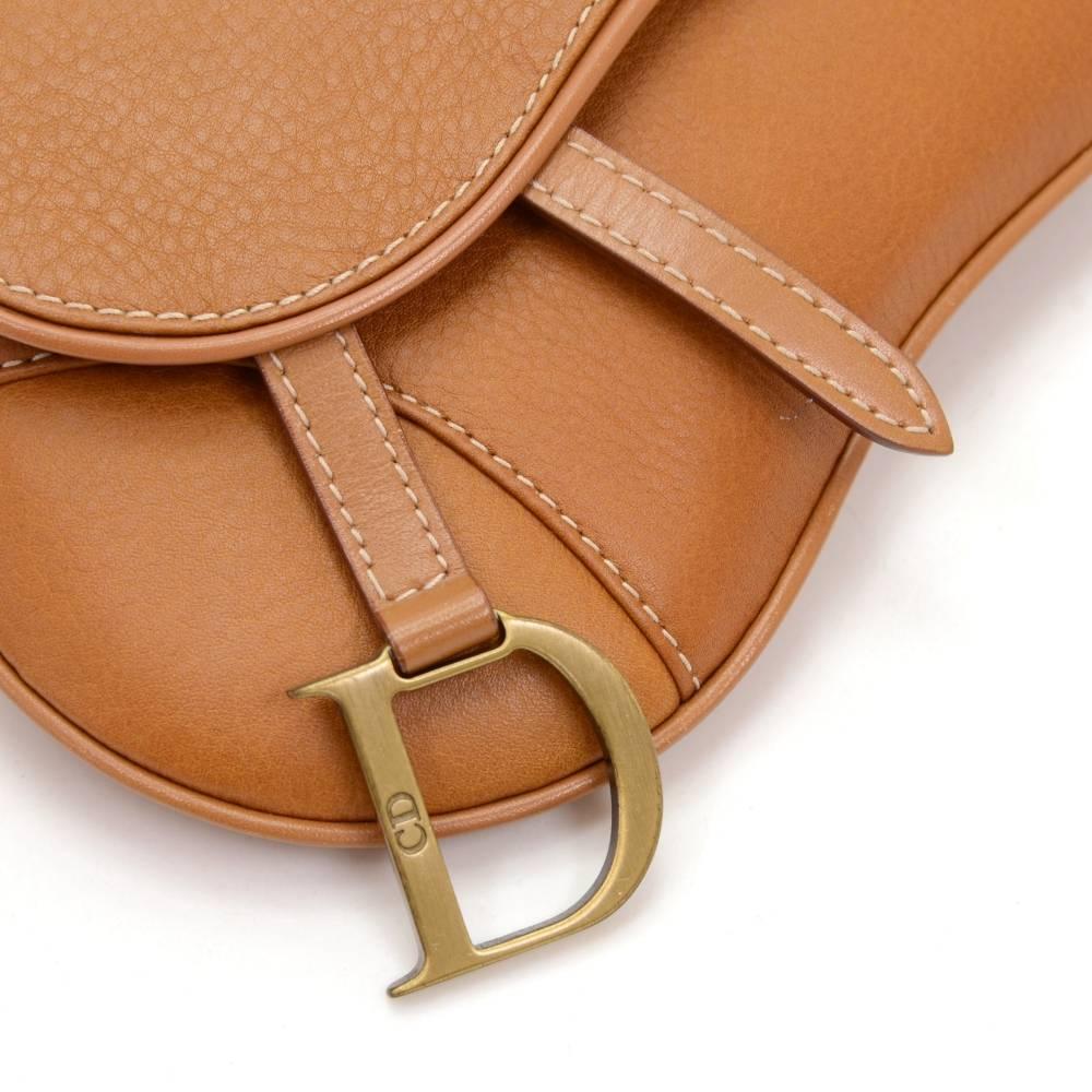 Women's Christian Dior Brown Leather Saddle Pochette Waist Bag