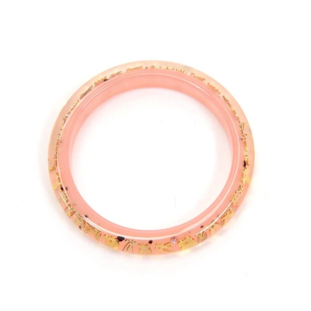 Louis Vuitton Baby Pink x Gold Tone Inclusion Bracelet Bangle 1