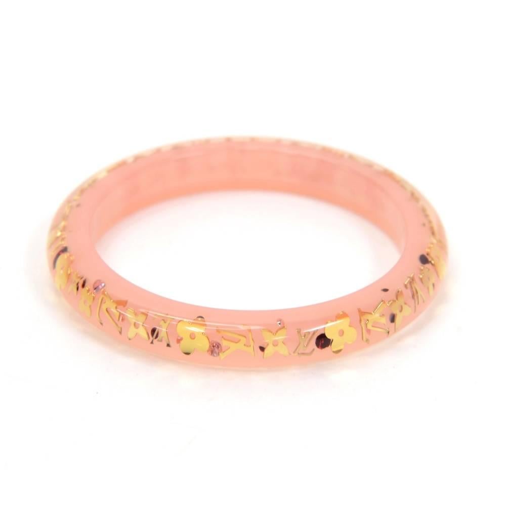 Women's Louis Vuitton Baby Pink x Gold Tone Inclusion Bracelet Bangle