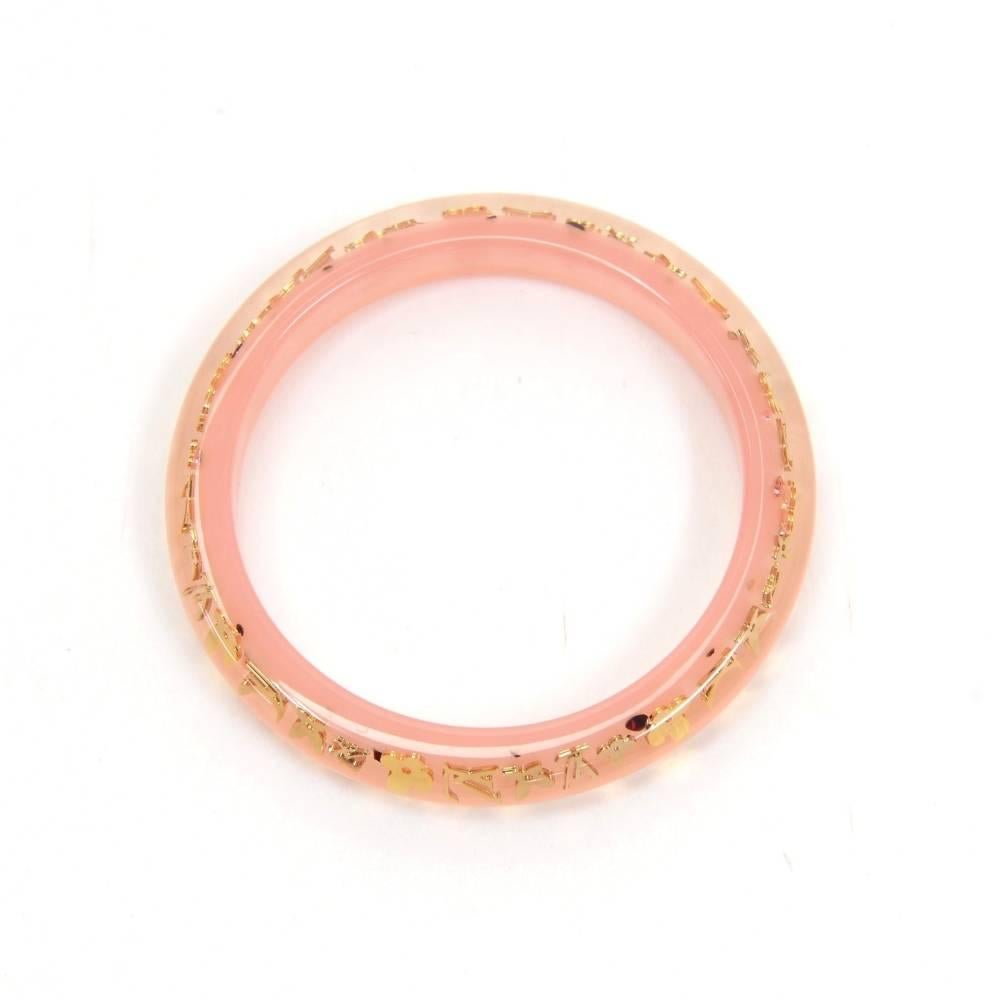 Louis Vuitton Baby Pink x Gold Tone Inclusion Bracelet Bangle 2