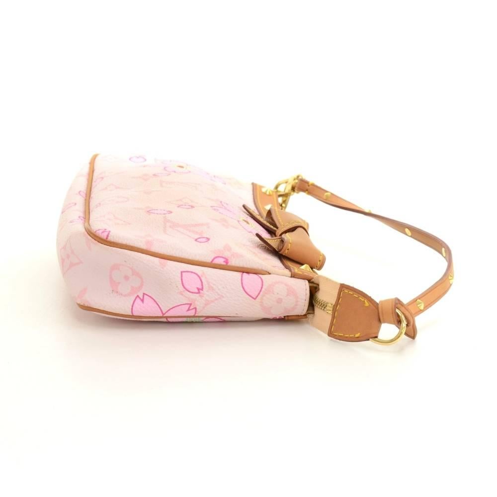 Louis Vuitton Pochette Accessories Pink Monogram Cherry Blossom Hand Bag 1