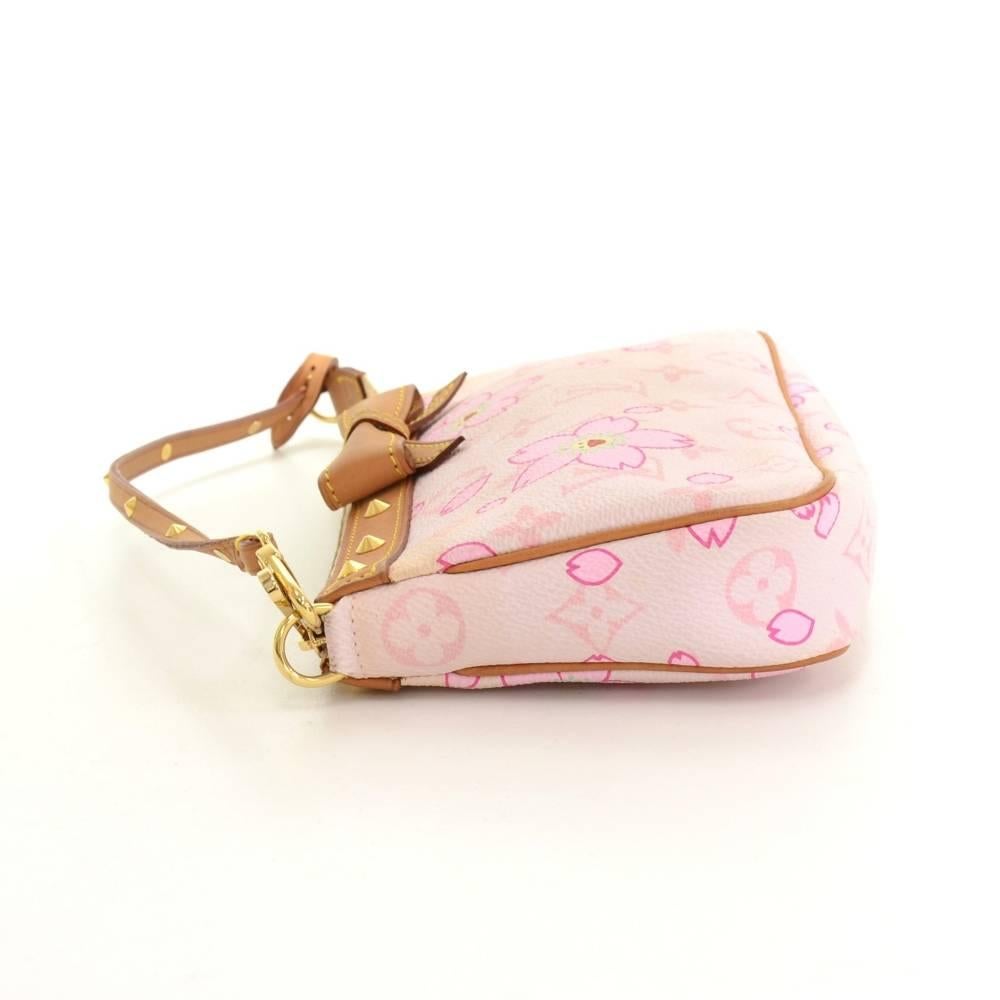 Louis Vuitton Pochette Accessories Pink Monogram Cherry Blossom Hand Bag In Good Condition In Fukuoka, Kyushu