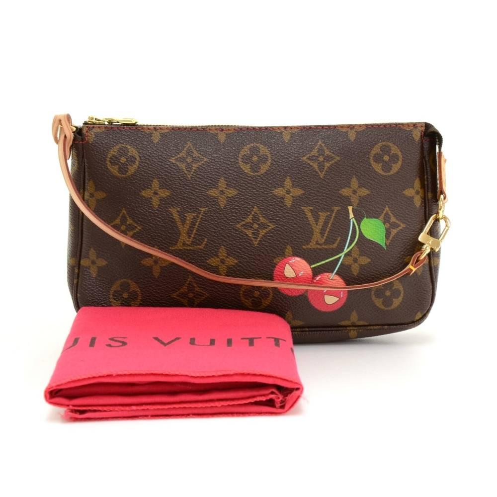 This is Louis Vuitton Pochette Accessories Cherry in monogram canvas limited edition. Perfect for night out and parties. It can be either hand-held or linked to the D-ring found in many Louis Vuitton!

Made in: France
Serial Number: TH0015
Size:
