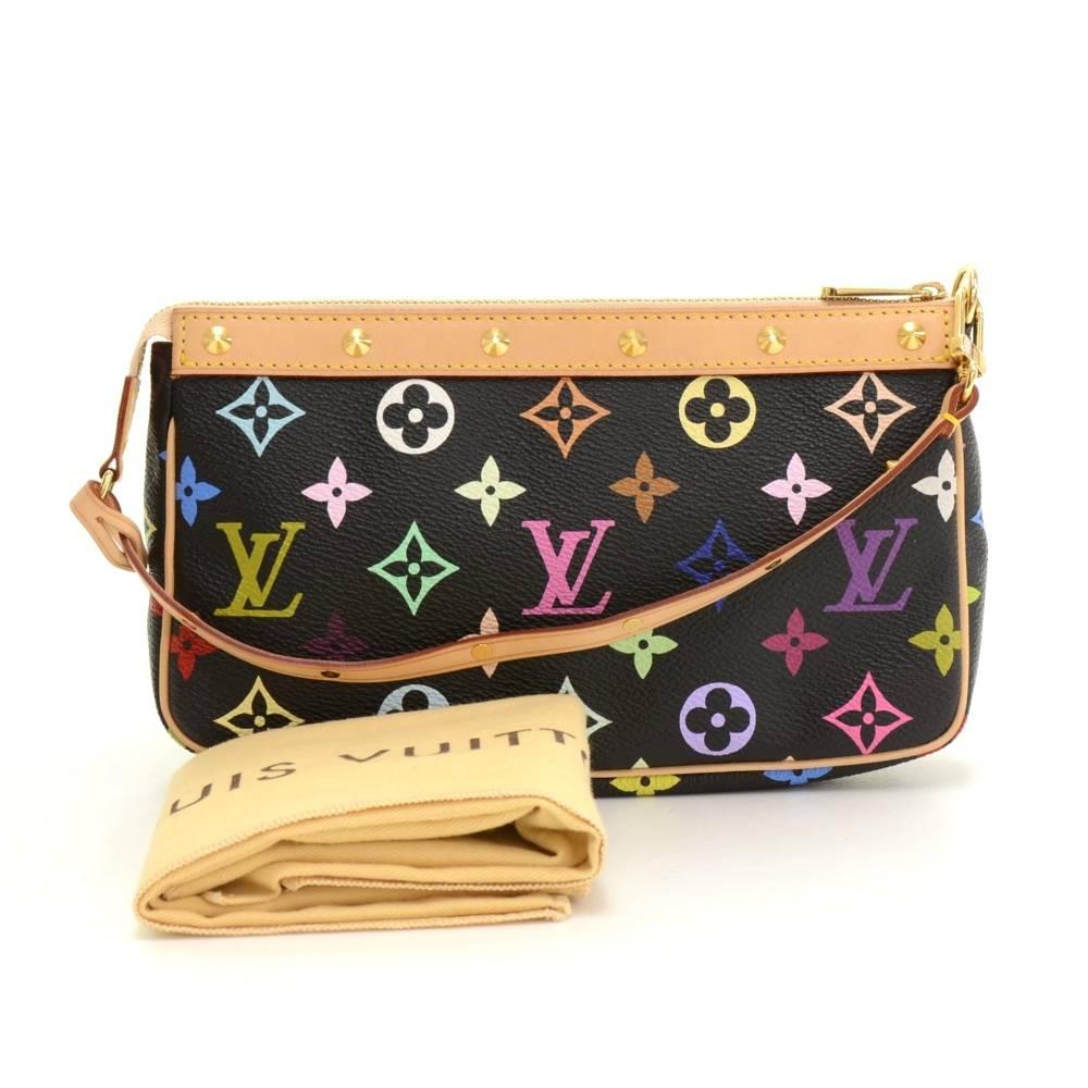 Louis Vuitton Pochette Accessories in multicolor canvas. Secured with zipper. Inside is red alkantra. Perfect for a night out and parties. It can be either hand-held or linked to the D-ring found in many Louis Vuitton.

Made in: France
Serial