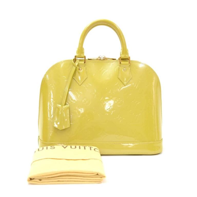Louis Vuitton Alma Lime Green Vernis Leather Hand Bag at 1stDibs lime
