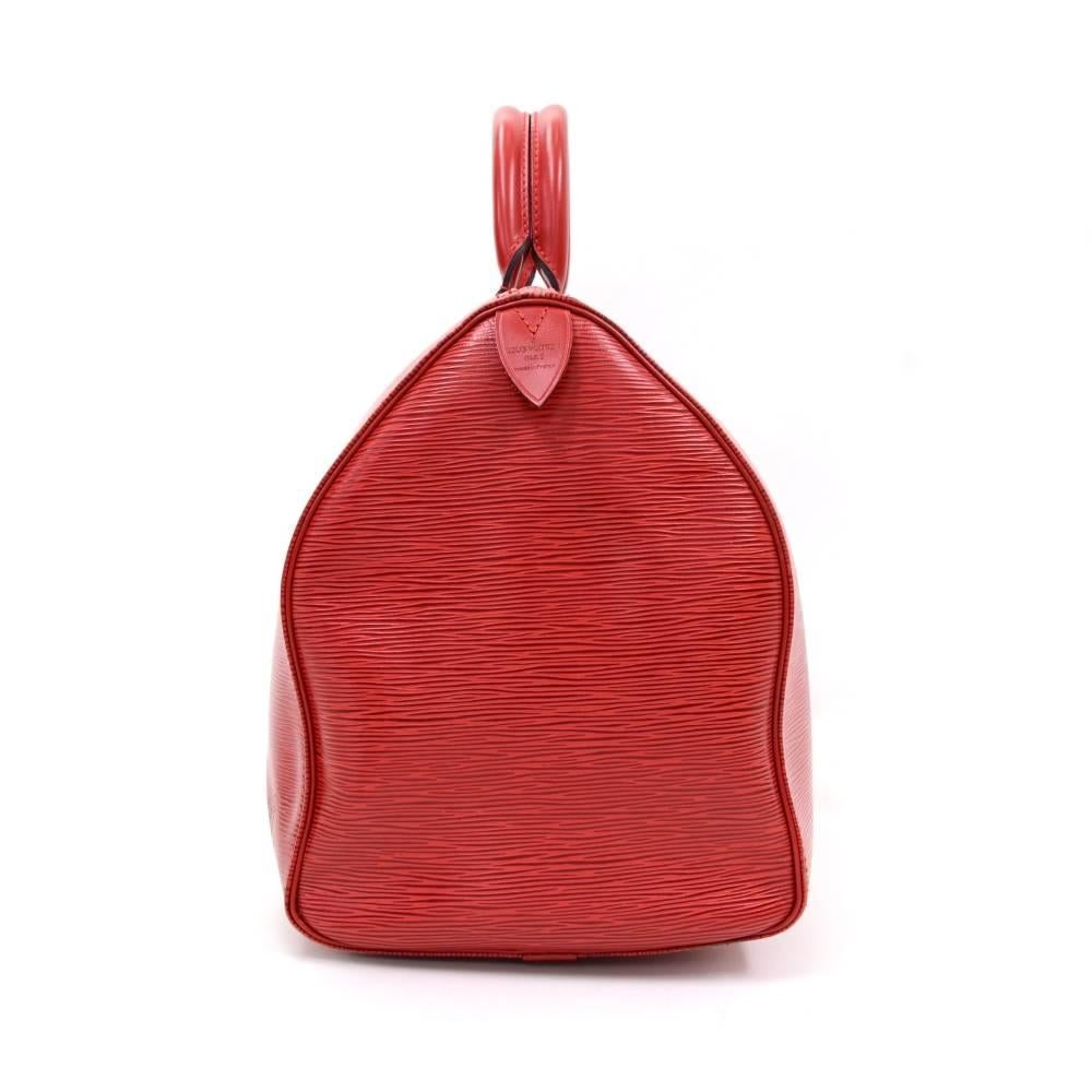 Women's or Men's Vintage Louis Vuitton Keepall 45 Red Epi Leather Travel Bag