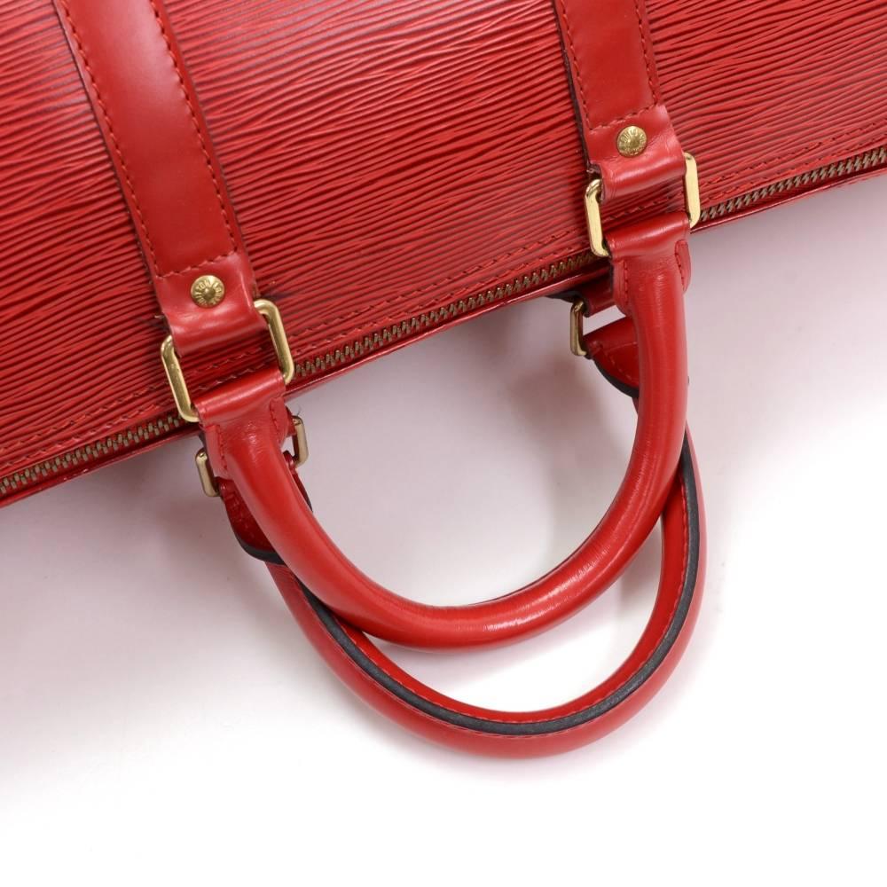 Vintage Louis Vuitton Keepall 45 Red Epi Leather Travel Bag 4