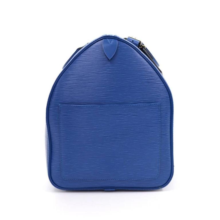 Vintage Louis Vuitton Keepall 55 Blue Epi Leather Duffle Travel Bag at