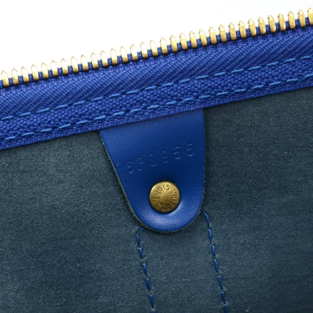 Vintage Louis Vuitton Keepall 55 Blue Epi Leather Duffle Travel Bag 2