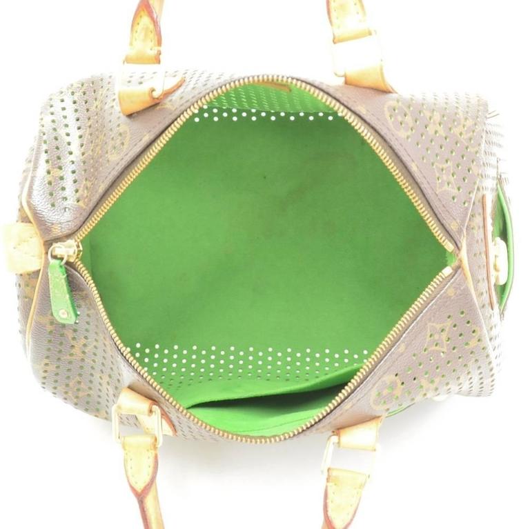 LOUIS VUITTON MONOGRAM Perfo SPEEDY 30 Green Handbag #7 Rise-on