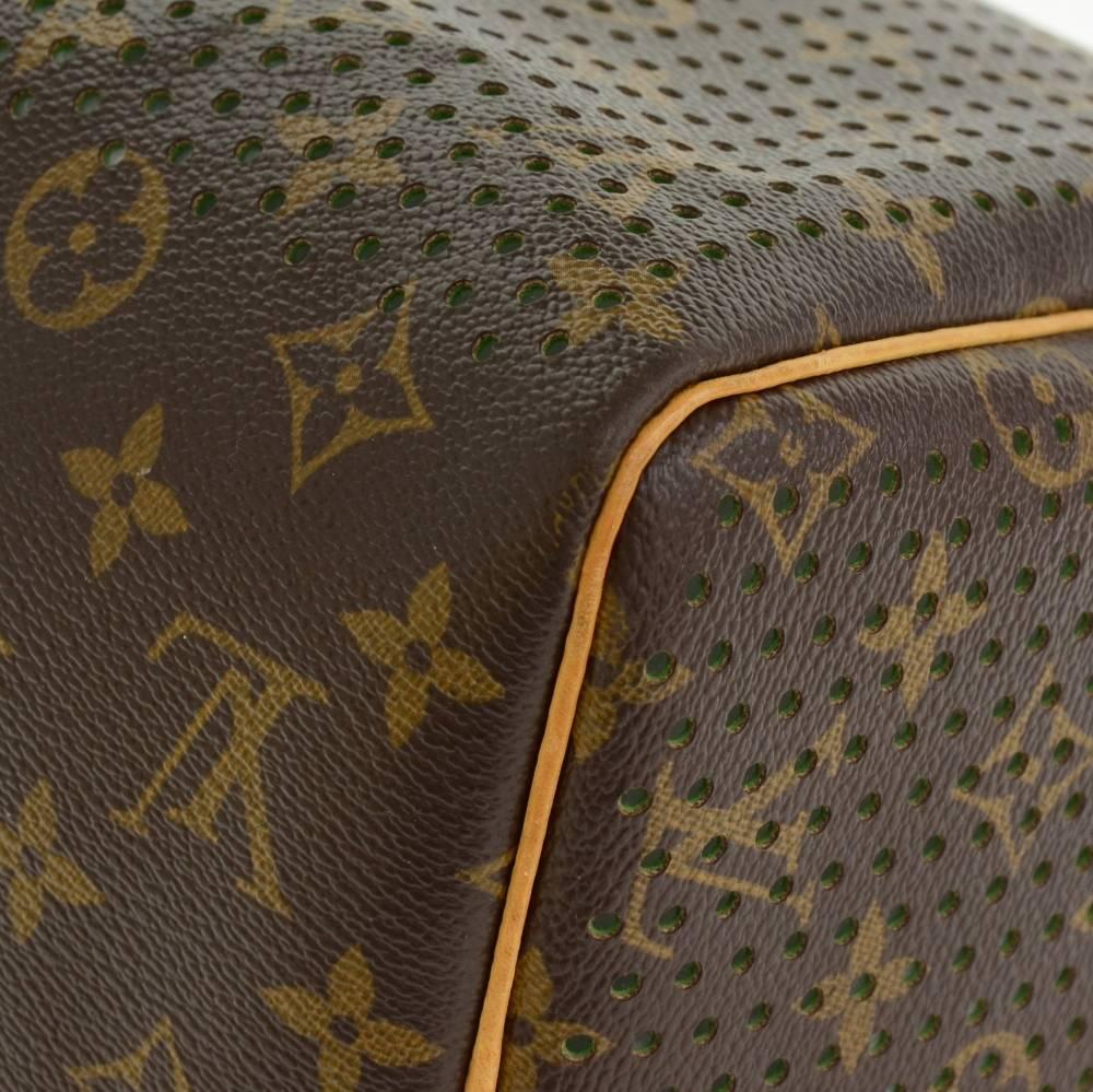 Louis Vuitton Perforated Speedy 30 Monogram Canvas Green Leather City Handbag 2