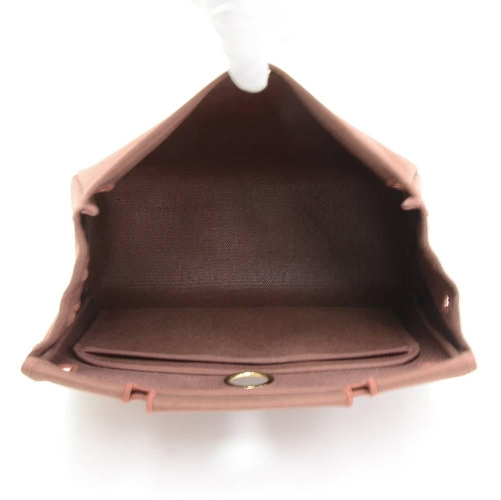 Hermes Herbag PM 2 in 1 Canvas Dark Brown Leather Shoulder Bag 3