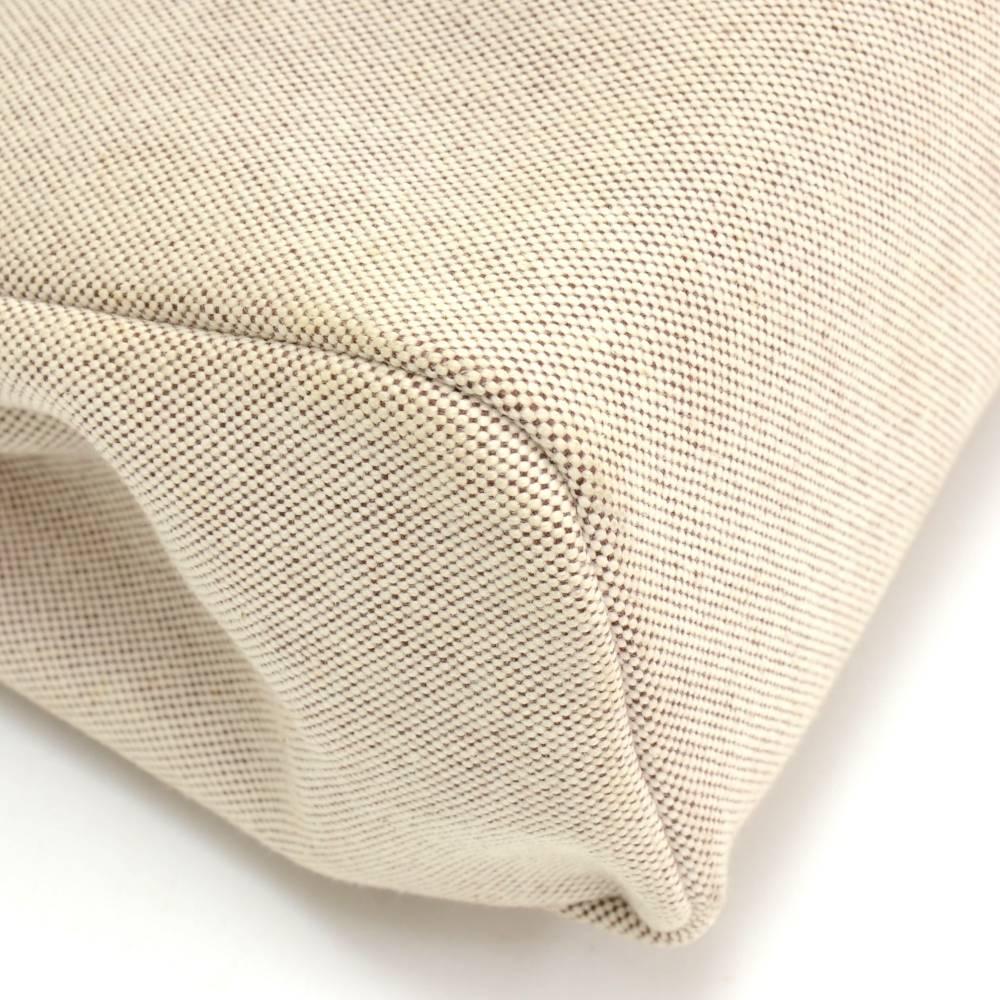 Beige Hermes Herbag PM 2 in 1 Canvas Dark Brown Leather Shoulder Bag