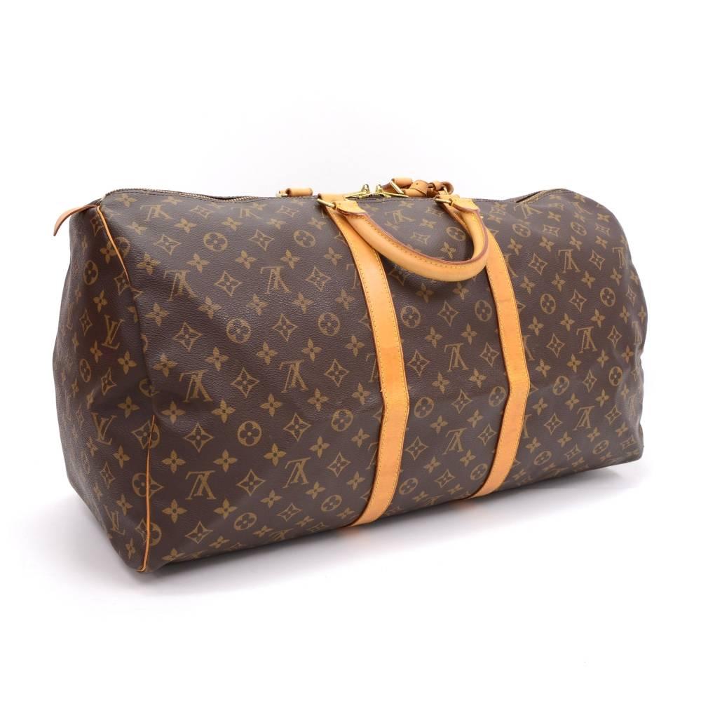 Brown Louis Vuitton Keepall 55 Monogram Canvas Duffle Travel Bag