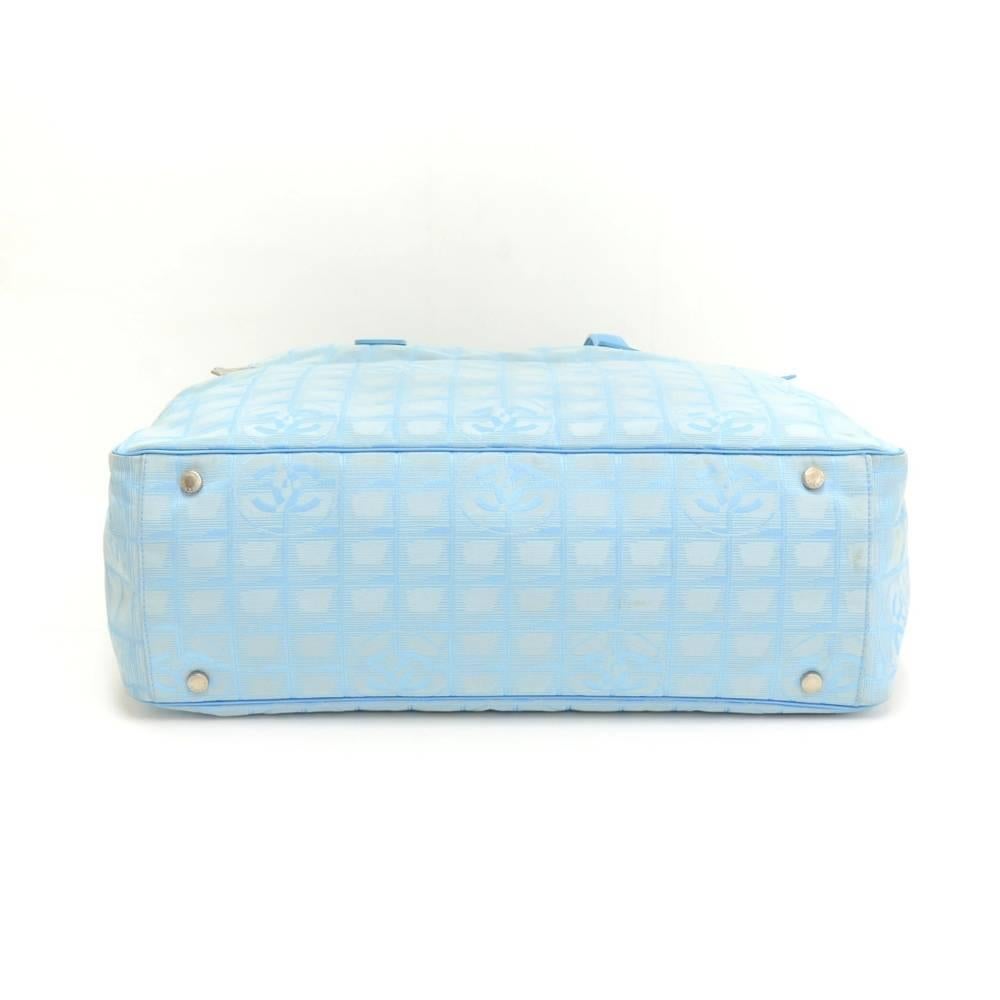 Chanel Travel Line Light Blue Jacquard Nylon XL Tote Bag 2