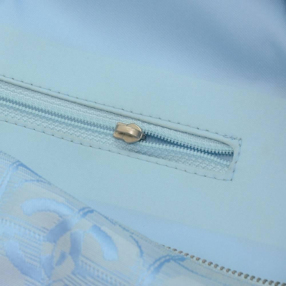 Chanel Travel Line Light Blue Jacquard Nylon XL Tote Bag 5