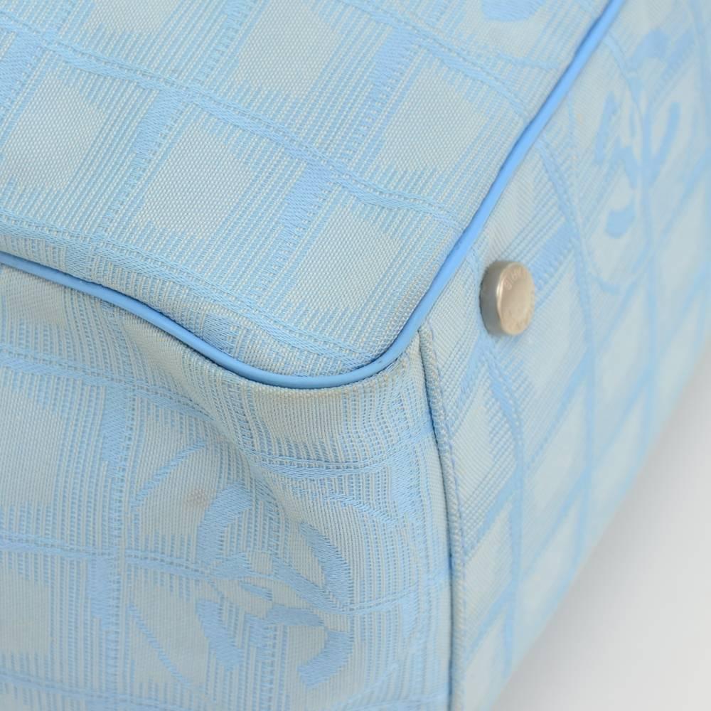 Chanel Travel Line Light Blue Jacquard Nylon XL Tote Bag 3