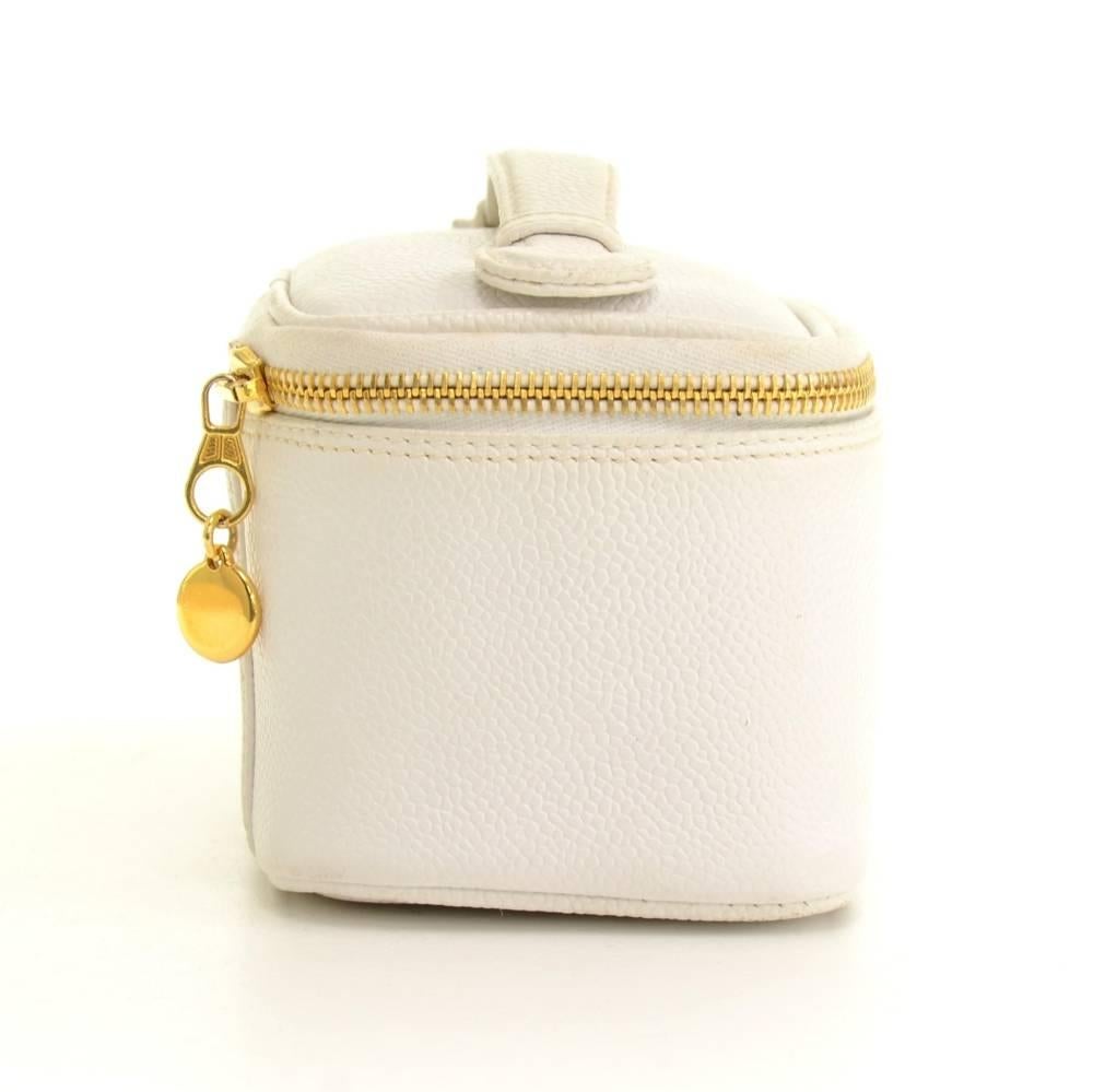 Chanel Caviar Leather White Vanity Cosmetic Bag 1