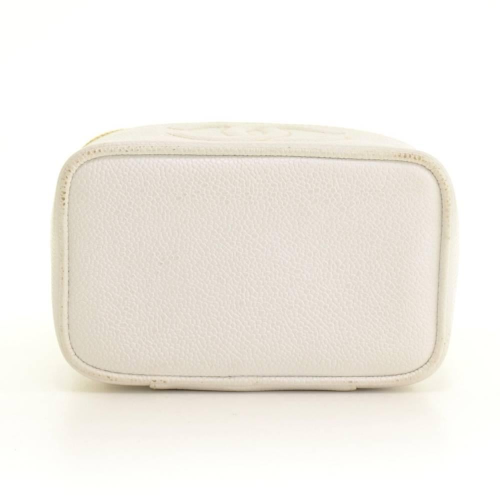 Chanel Caviar Leather White Vanity Cosmetic Bag 2