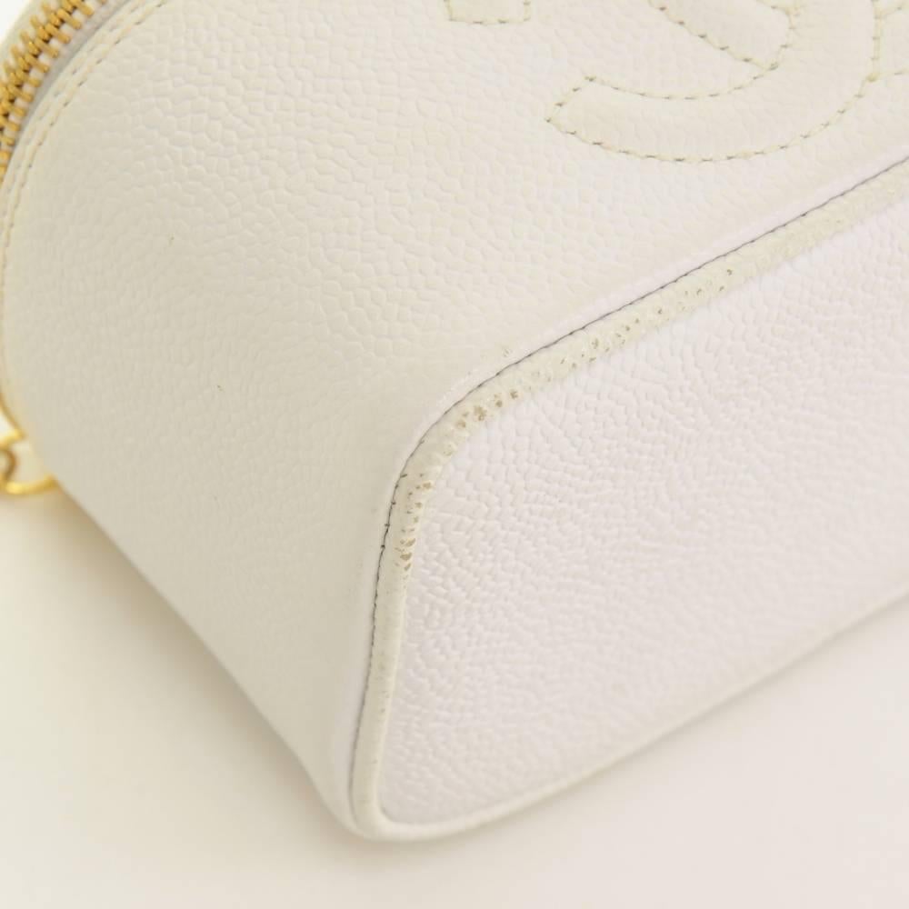 Chanel Caviar Leather White Vanity Cosmetic Bag at 1stDibs