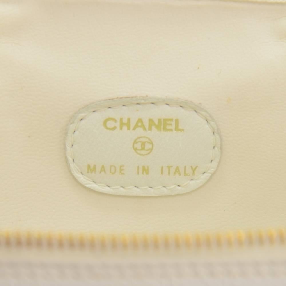 Chanel Caviar Leather White Vanity Cosmetic Bag 4