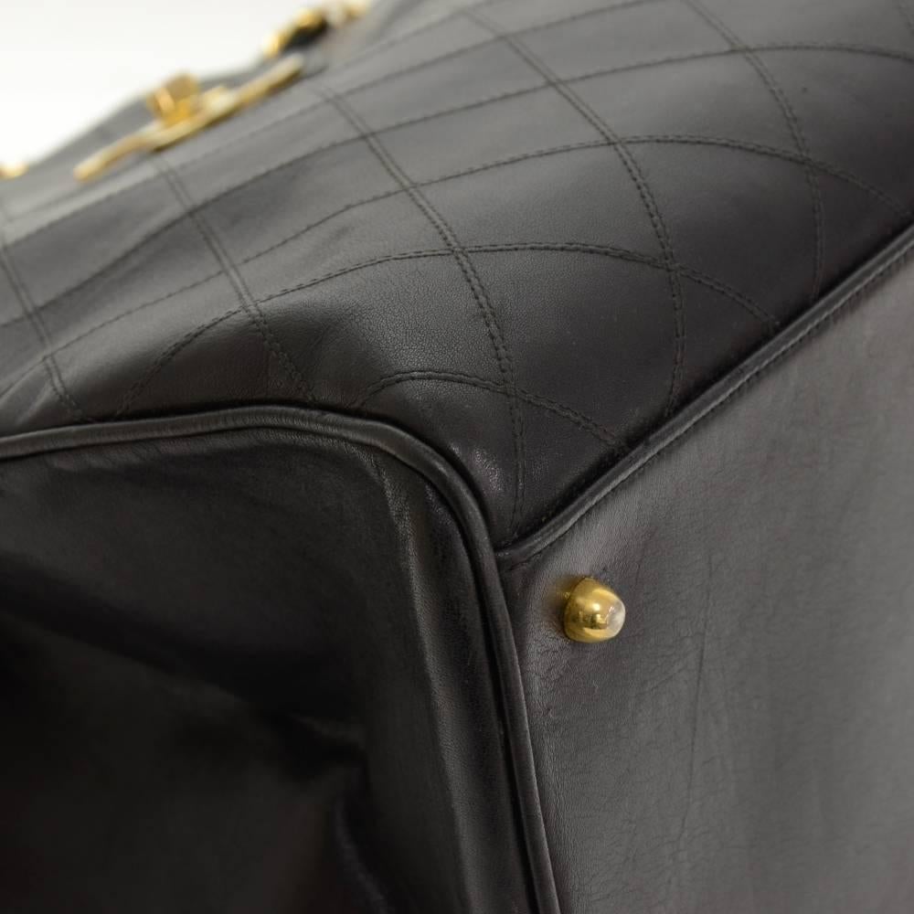 Vintage Chanel Supermodel Black Leather XL Shoulder Tote Bag 2