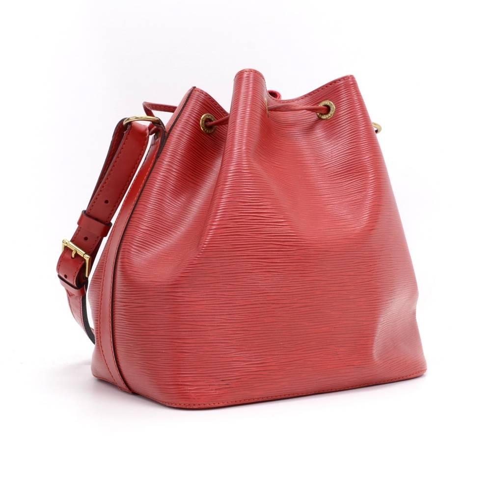 Brown Vintage Louis Vuitton Petit Noe Red Epi Leather Shoulder Bag