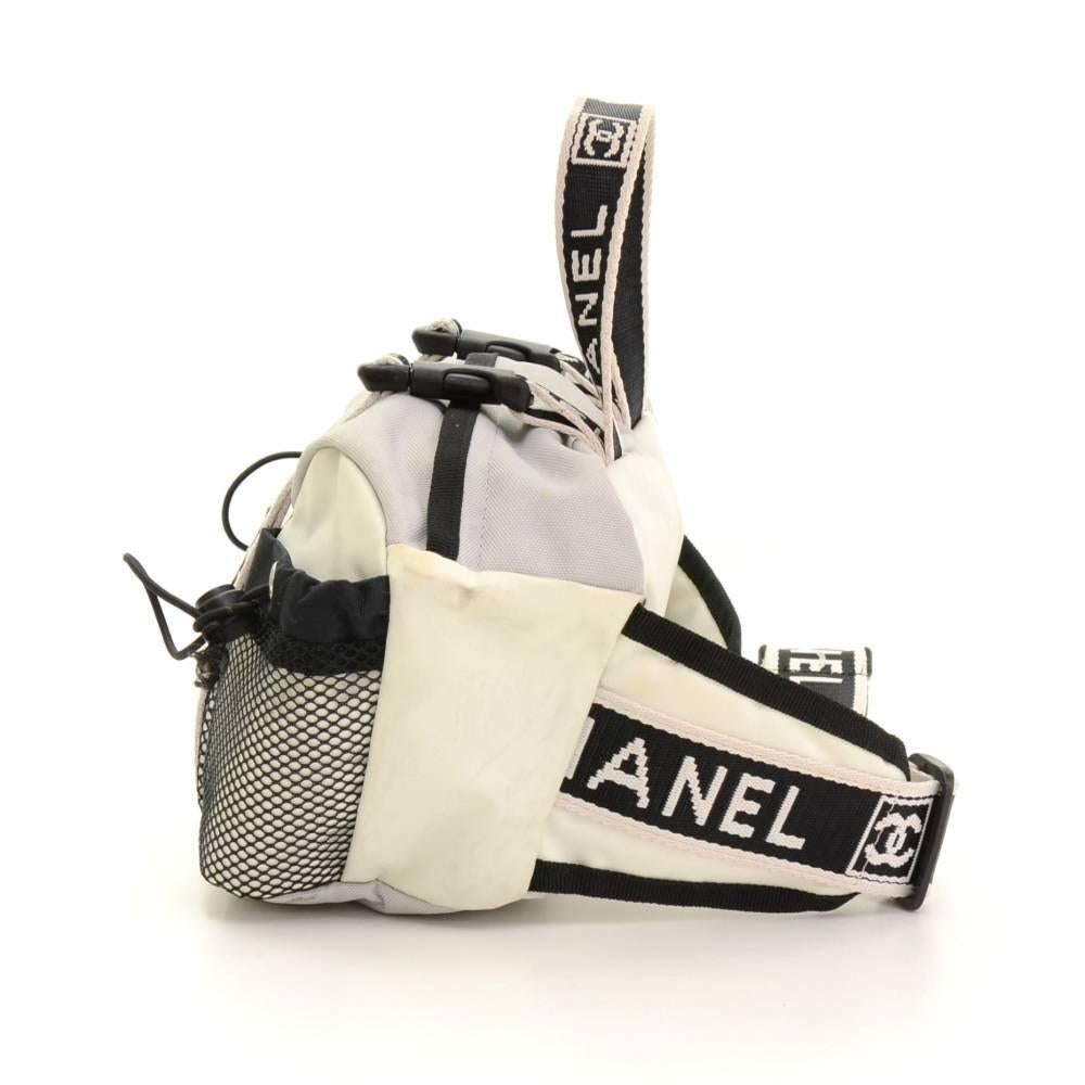Beige Chanel Sports Line Gray x White Canvas Waist Pouch Bag