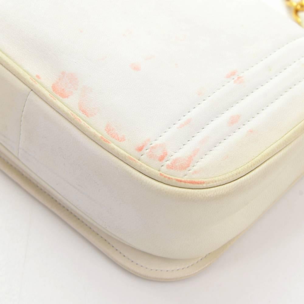 Vintage Chanel White Leather Mini Shoulder Flap Bag 4