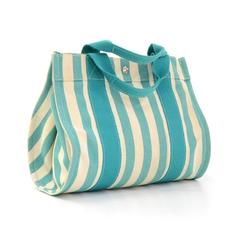 Hermes Cannes PM Cyan x Ivory Canvas Tote Hand Bag