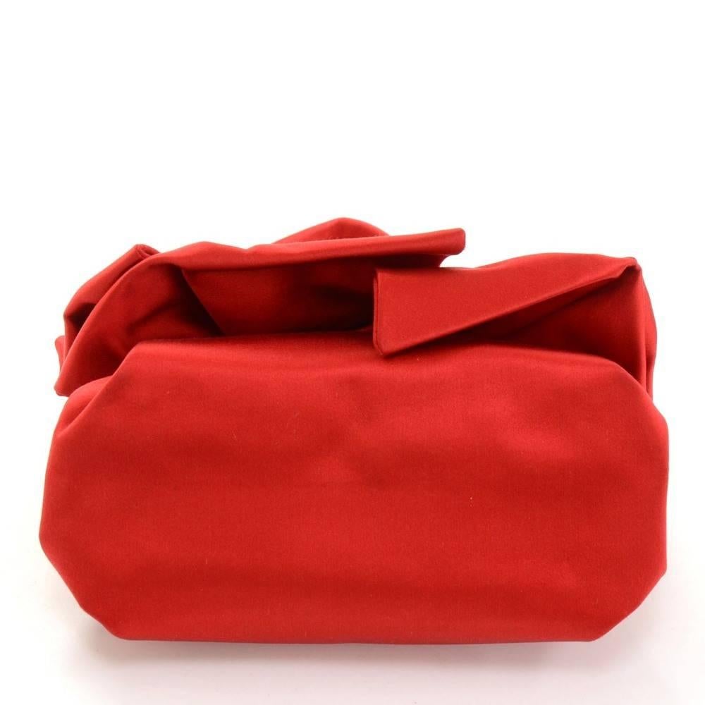 Valentino Red Satin Bow Evening Hand Bag 1