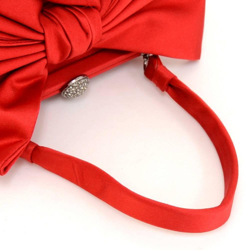 Valentino Red Satin Bow Evening Hand Bag 2