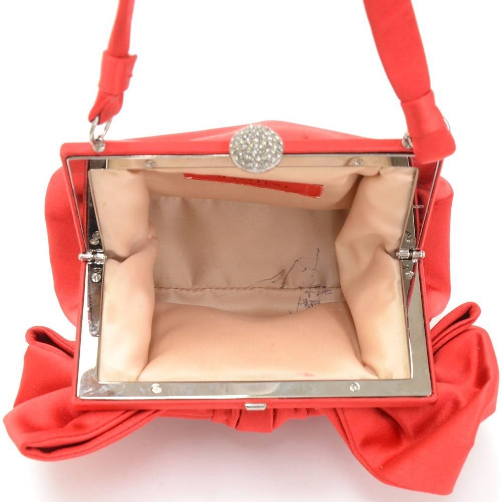Valentino Red Satin Bow Evening Hand Bag 5