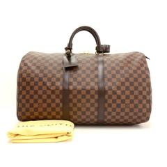 Louis Vuitton Keepall 50 Ebene Damier Canvas Duffle Travel Bag