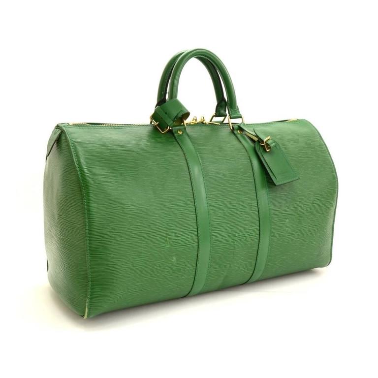Vintage Louis Vuitton Keepall 45 Green Epi Leather Duffle Travel Bag at 1stdibs