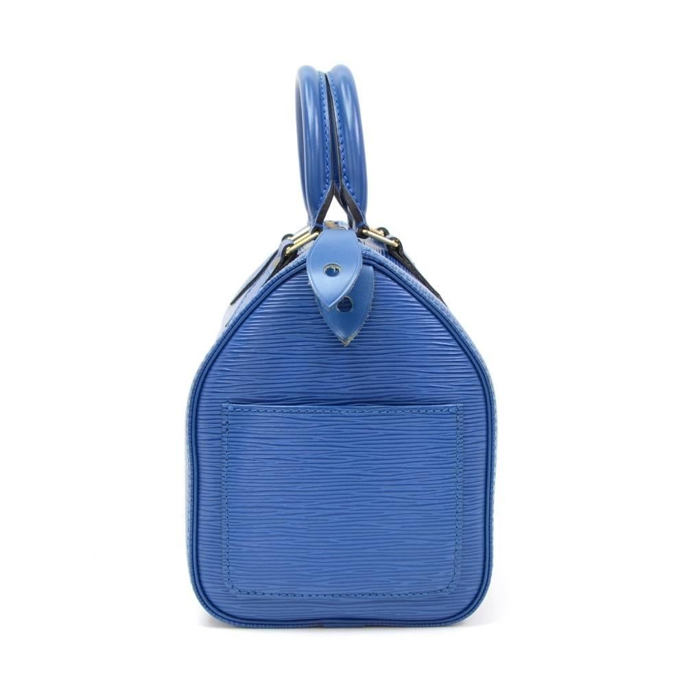 Women's Vintage Louis Vuitton Speedy 25 Blue Epi Leather City Hand Bag