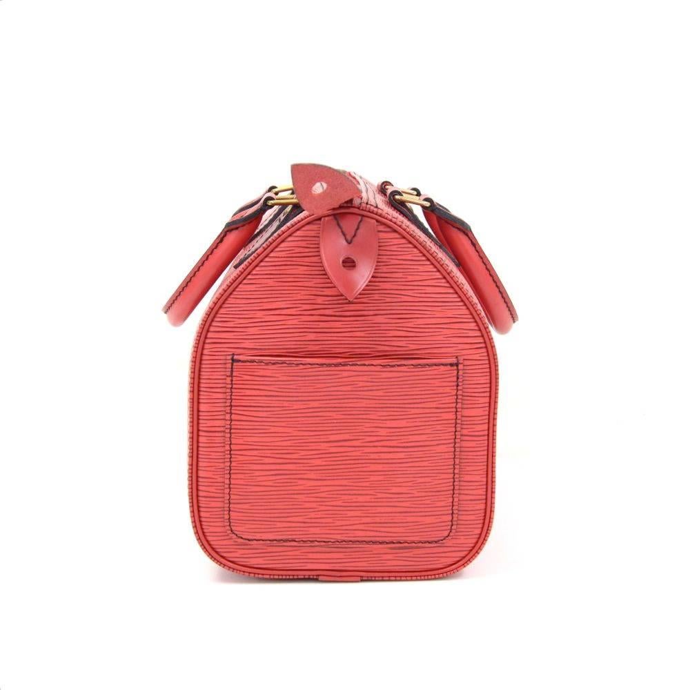Vintage Louis Vuitton Speedy 25 Red Epi Leather City Hand Bag 1