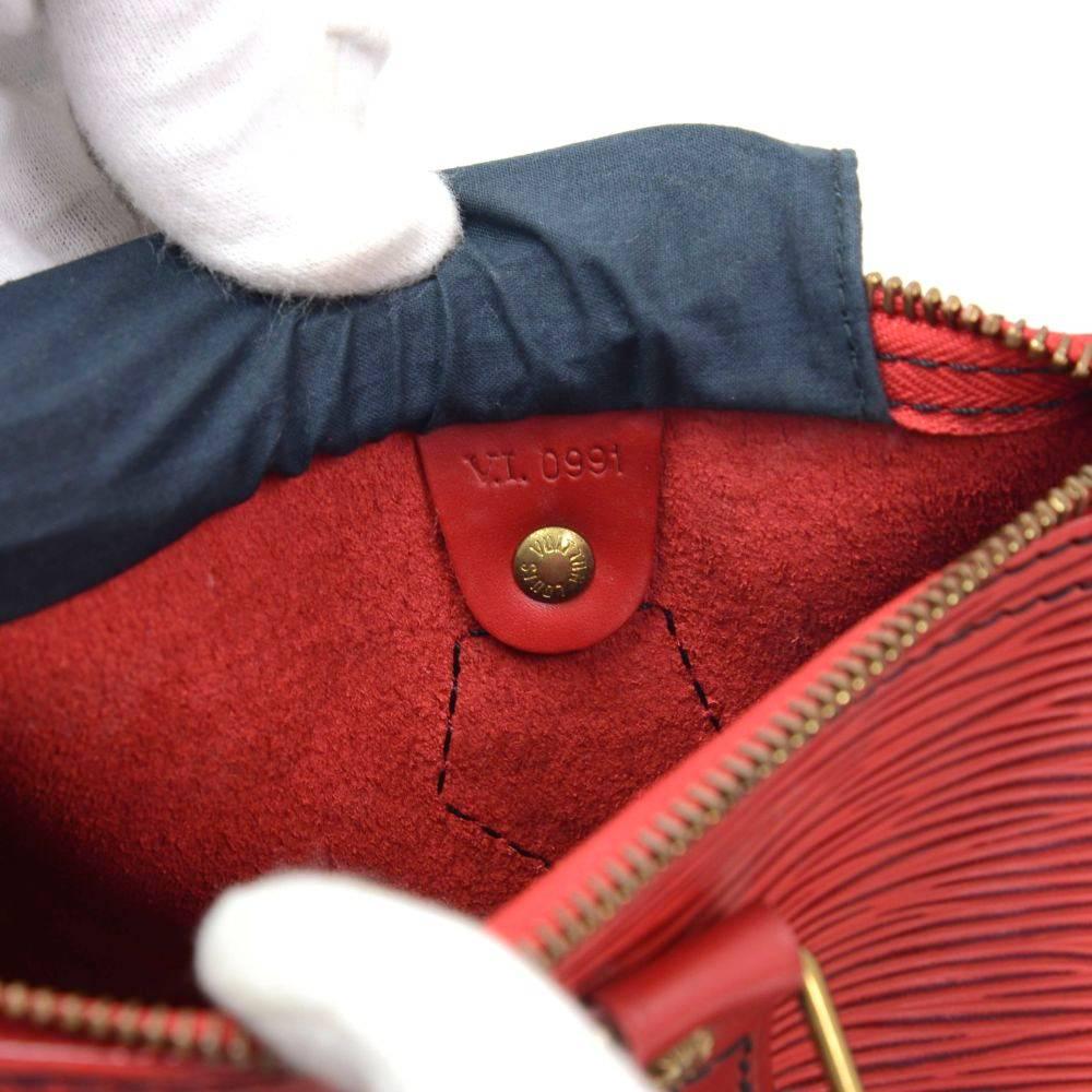 Vintage Louis Vuitton Speedy 25 Red Epi Leather City Hand Bag 5