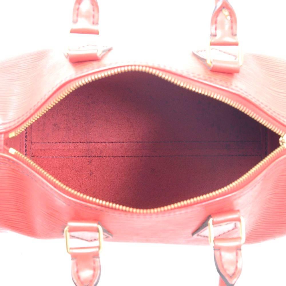 Vintage Louis Vuitton Speedy 25 Red Epi Leather City Hand Bag 6